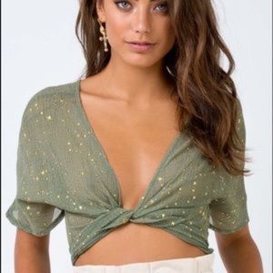 Princess Polly green star tie top